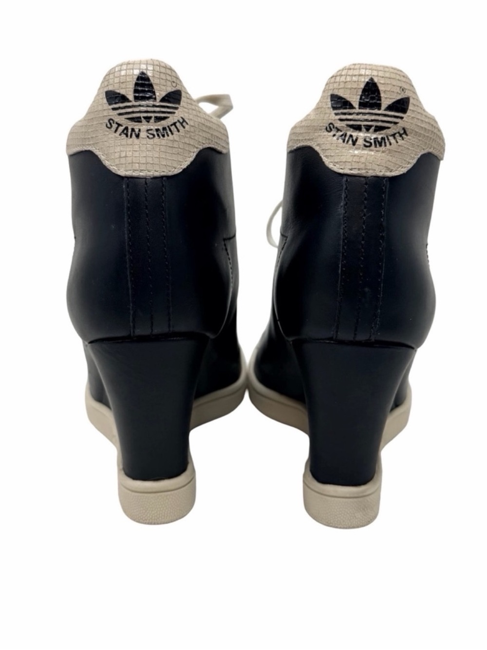 Adidas Stan Smith UP Wedge Sneakers Size 8 Black Leather Maximalist Neutral - Picture 4 of 11